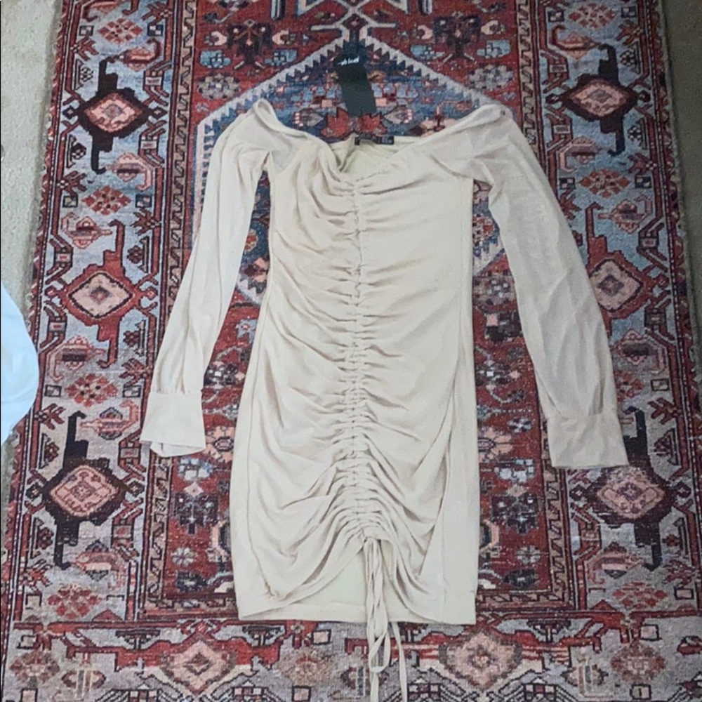 Ruched long sleeve dress